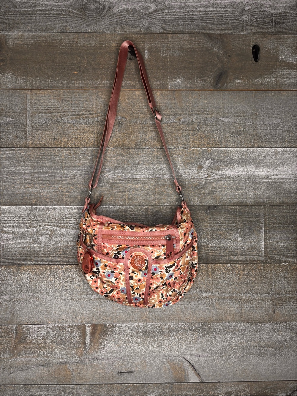 Kipling pink Floral printed Crossbody Shoulder Bag